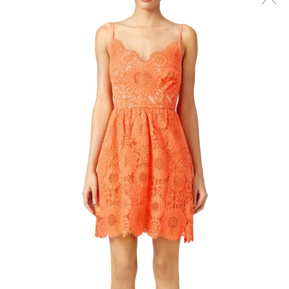 Trina Turk Orange Alcott Dress sz 2 silk lined